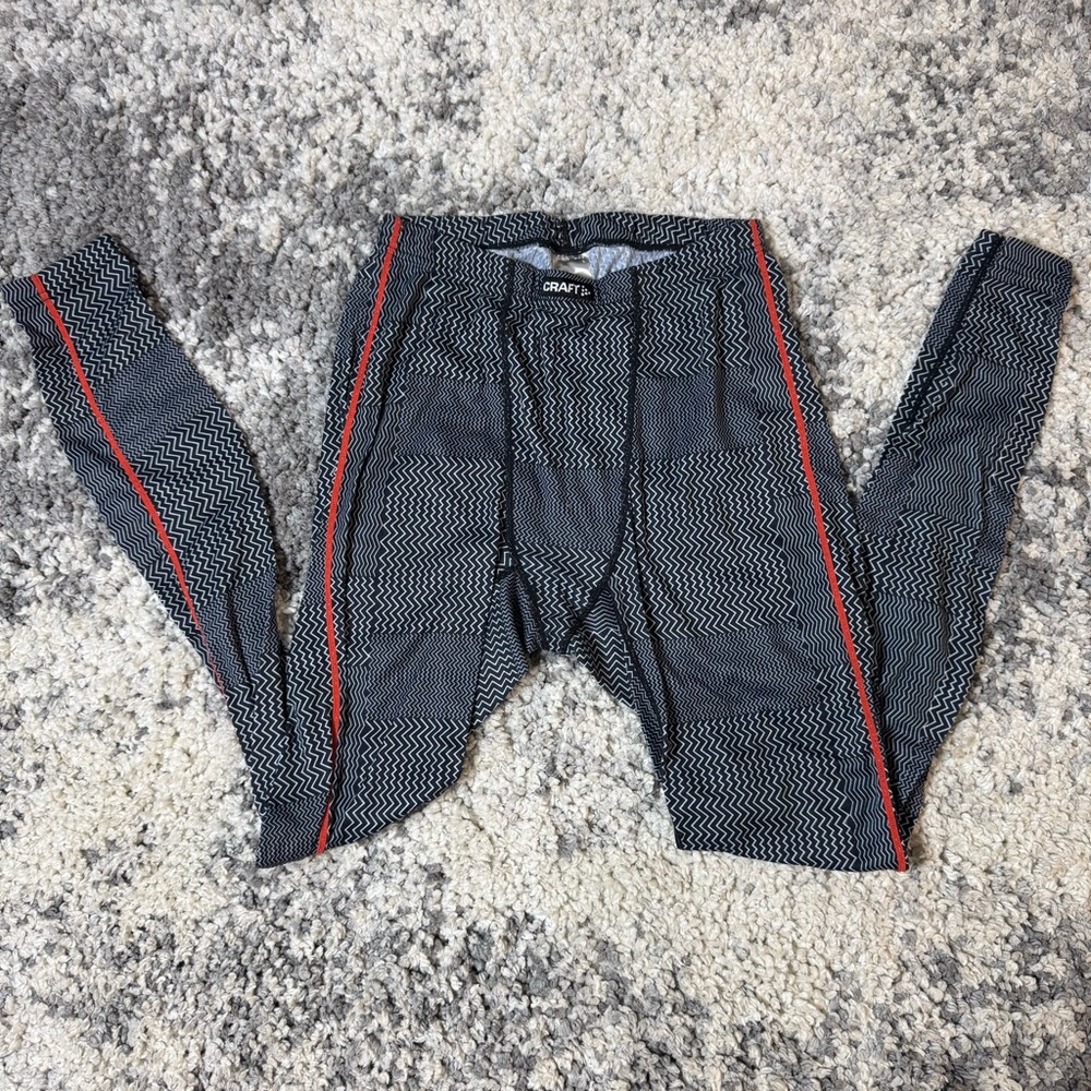 Craft, Men’s Black & White Patterned Full Length Compression Running Leggings
